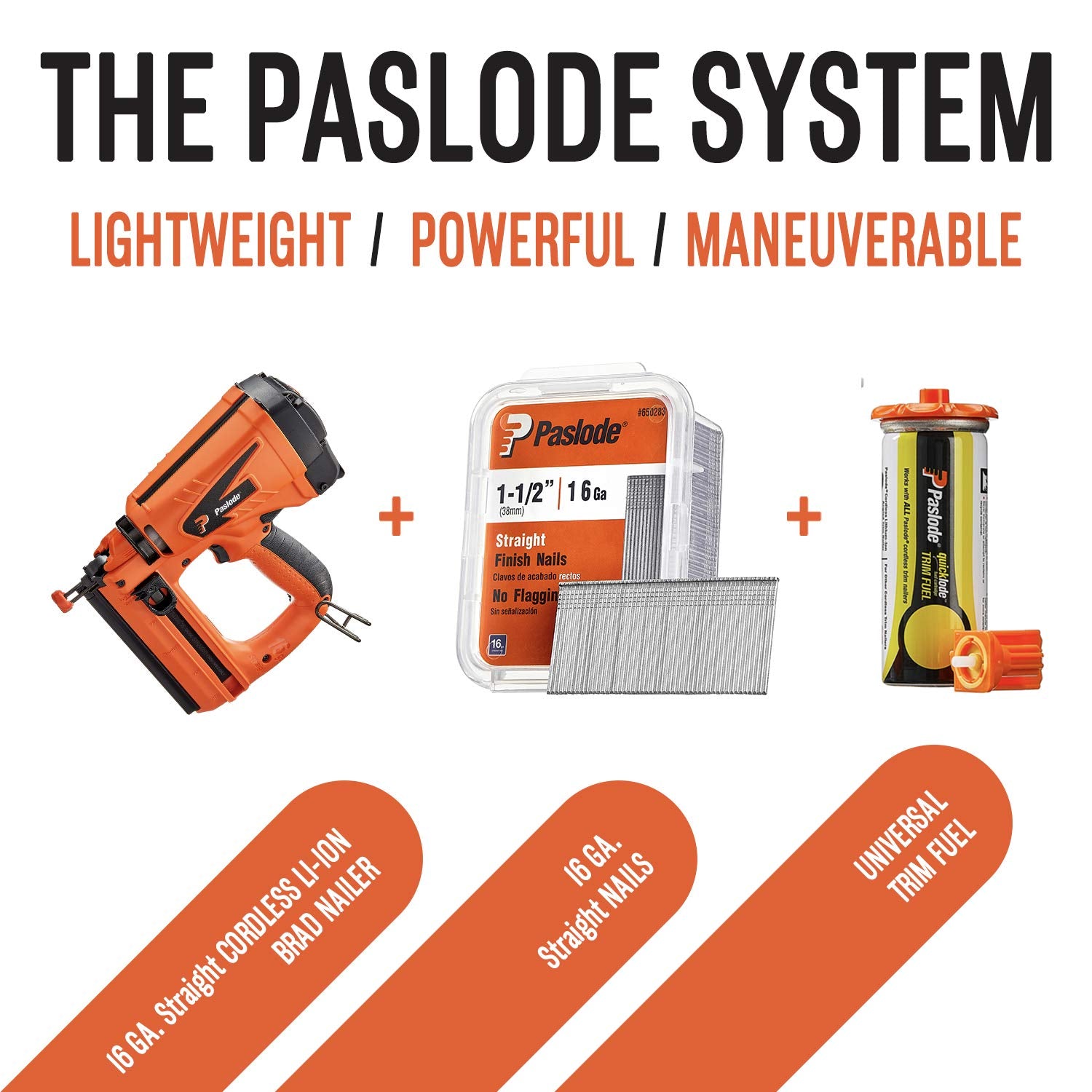 Paslode, Cordless Finish Nailer, 916000, 16 Gauge, Battery and Fuel Cell Powered, No Compressor Needed - WoodArtSupply