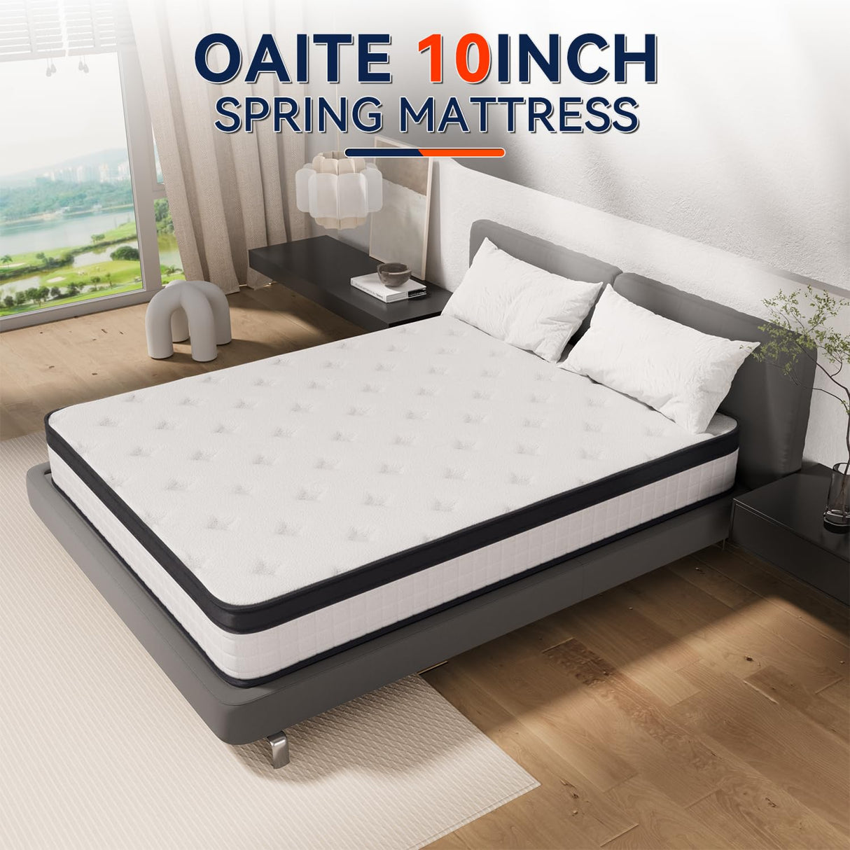 OAITE Queen Mattress-10-Inch Hybrid Mattress with Individual Pocket Springs and Memory Foam, Queen Size Bed in a Box,Breathable and Pressure-Relieving,Mattress Queen(80''*60''*10'') OAITE