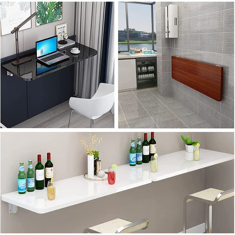 Drop Leaf Tables Fold Down Floating Desk, Wall Mounted Desk Folding Workbench, Solid Wood Mounted Floating Table, Wall Mounted Folding Table For Office Bedroom Kitchen Dining ( Color : Wood , Size : 9 KAXLDHH