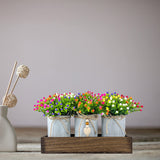 HEMYLU Table Centerpiece Decoration Artificial Flower Set with 3 Fake Milan Bouquet and Wood Tray for Desk Home Bathroom Office Décor HEMYLU