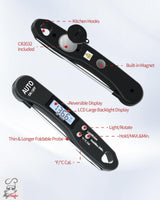 Digital Meat Thermometer for Grilling and Cooking - Instant Read Food Thermometer with Backlight & Inverted Display, for Kitchen, Deep Fry, BBQ, Grill, Baking, Bread, Sourdough, Candy Meatender