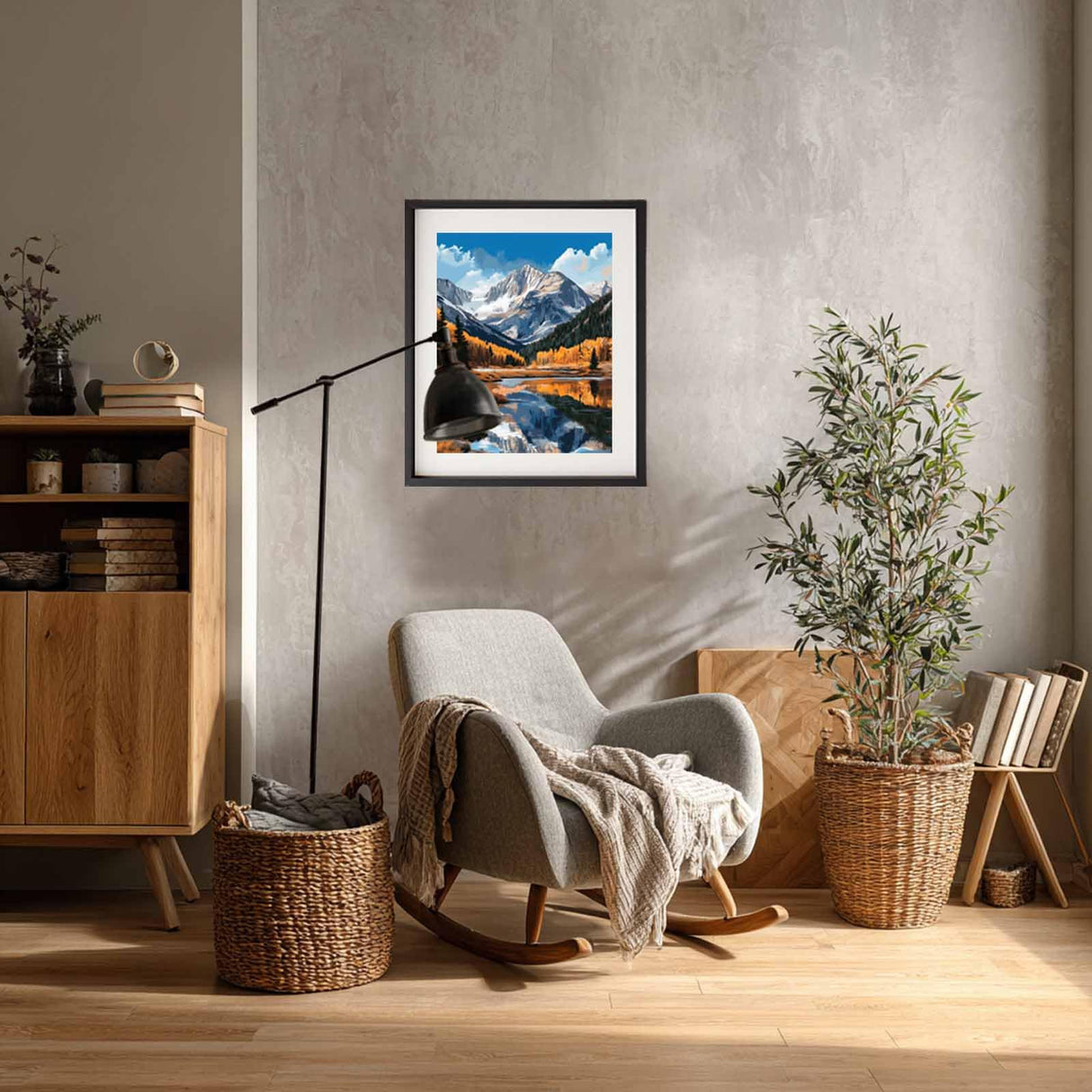 Cawpom Mountain Paint by Number Kit, Rocky Mountains National Park Paint by Numbers for Adults, Longs Peak Wall Art, Lake Trees Landscape Acrylic Painting, Home Wall Decor(16x20inch, No Frame) Cawpom