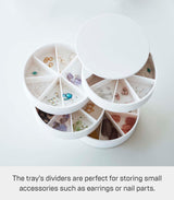 Yamazaki Home Tower Rotating Jewelry Organizer, 4-Tier Storage Box, Stacked Accessory Trays - Sectioned - Abs Plastic YAMAZAKI