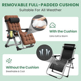 YOMIFUN Oversized Zero Gravity Chair, XL lounge Chair 29” Width, Padded Reclining Camping Chair W/Removable Cushion & Adj Headrest, Storage Bag, Footrest Cushion, Cup Holder, For Indoor Outdoor, Brown YOMIFUN