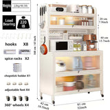 TVMCNA 63" Tall Kitchen Pantry Storage Cabinet, Large Capacity Hutch Cabinet with Acrylic Doors and Microwave Stand, Bakers Racks with Storage for Kitchens, Pantry, Living Room TVMCNA