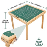 MEIMAI Foldable Mahjong Table, 35" Multifunction Card Table with 4 Cup Holder and 4 Fdrawers, Square Game Table for Mahjong, Poker Blackjack,Natural MEIMAI