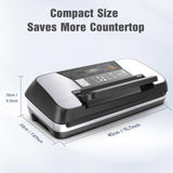 Commercial Food Vacuum Sealer Machine, 230 Watts Food Sealer Vacuum Sealer for Food with Double Heat Seal, Easy Lock Handle, 12 Functions, 1 Roll and 10 Pre-cut Bags, Progress Display OidoZac