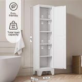 Tall Bathroom Cabinet,Narrow Metal Storage Cabinet with 5 Adjustable Shelves and Single Barn Door,Slim Pantry Storage Organizer for Bathroom,Kitchen,Entryway 67H White Baborokic