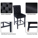 DM Furniture Counter Height Barstools Set of 4, 26 Inch Farmhouse Bar Stools Modern Velvet Upholstered Dining Chair for Home Pub/Bistro/Kitchen Island/Breakfast Bar, Black DM Furniture