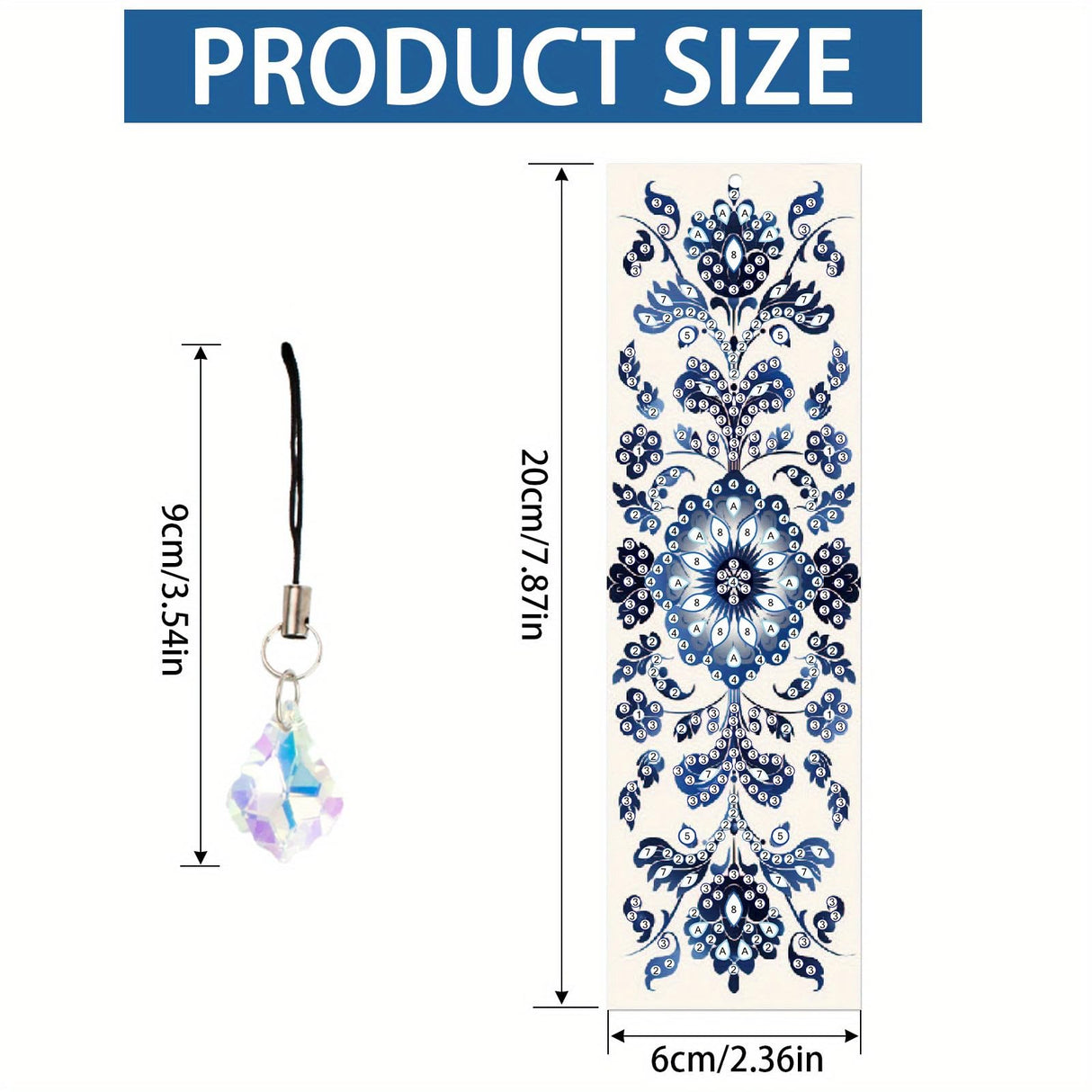 4pcs Diamond Art Bookmark Set - Blue and White Porcelain Pattern, Crystal Water Diamond Art Gift with Diamond Pendant, Suitable for Office, School Reading Enthusiasts, DIY Crafts Gifts, Birthday Gifts MVVMTOP