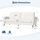 IDEALHOUSE 84 Inch Modern Sofa Couch, Large 3-Seater Sofa with Streamlined Armrests, Boucle Loveseat Wood Feet, Comfy Couch for Living Room, Apartment, Lounge, Beige IDEALHOUSE