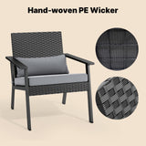 Ahomly 4-Piece Outdoor Wicker Patio Furniture Set with Deep Seating Cushions and Table for Balcony, Backyard, and Porch (Gray) Ahomly