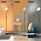 JOOFO Floor Lamp,30W/2400LM Sky LED Modern Torchiere 3 Color Temperatures Super Bright-Tall Standing Pole Light with Remote & Touch Control for Living Room,Bed Room,Office (Black) JOOFO