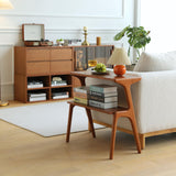 COZYMATIC Fadzai Solid Wood Console Table, Couch Table, Accent Sofa Table with Storage Shelf for Entryway, Hallway, Living Room, Bedroom, Office (Cherry) COZYMATIC