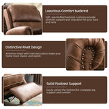IOMOR Push Back Recliner Chair Faux Leather Lounge Armchair with Rivet Decoration Wingback Single Sofa Chair with Padded Seat Solid Wood Legs for Living Room, Chocolate IOMOR