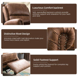 IOMOR Push Back Recliner Chair Faux Leather Lounge Armchair with Rivet Decoration Wingback Single Sofa Chair with Padded Seat Solid Wood Legs for Living Room, Comfy Upholstered Set of 2, Chocolate IOMOR