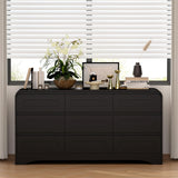 Dresser for Bedroom with 9 Drawers, 63" Large Modern Dressers & Chest of Drawers with Curved Profile Design, Wood Closet Clothes Storage Long Dressers Organizer for Bedroom Living Room Hallway, Black SOLACE FURNITURE