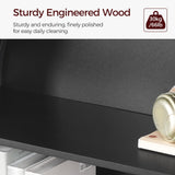 MAHANCRIS 6-Tier Bookshelf, 74.6'' Farmhouse Arched Bookcase with Cabinet, Freestanding Engineered Wood Display Bookshelf, with Adjustable Shelves, for Living Room, Study, Kitchen, Black BKBK2601 MAHANCRIS