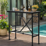 Narrow Industrial Bar Table in Rustic Walnut - 47.24" High Top for Small Spaces LOKKHAN