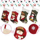 Dreampark Christmas Stockings 4 Pack 18" Big Xmas Stockings Decoration - Santa Snowman Reindeer Penguin Family Stockings for Home Decor Set of 4 Dreampark