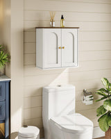 CHOEZON Bathroom Wall Cabinet, Medicine Cabinet with Adjustable Shelf, Modern Wall Cabinet with 2 Doors, Farmhouse Wall Mounted Storage Cabinet, for Bathroom, Living Room, Kitchen, White and Walnut CHOEZON