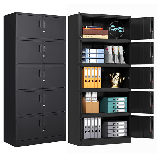 NODHM Metal Locker for Employees, Lockable Tall Locker Organizer Steel Cabinets, 10 Doors Storage Locker for Garage, Home, Office