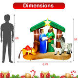 Hazms 7 FT Christmas Inflatable Decoration Nativity Sets for Christmas Outdoor Jesus Nativity Scene Christmas Inflatables Built-in LED Lights Blow Up Inflatable, Outdoor Decor Hazms