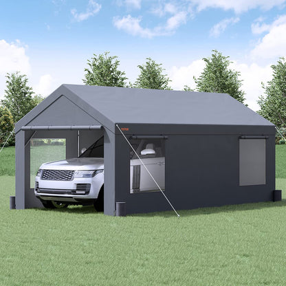 VEVOR Carport, 10x20 ft Heavy Duty Portable Garage with Roll-up Windows & Removable Sidewalls, UV Resistant Waterproof All-Season Car Canopy for SUV, Car, Truck, Boat - WoodArtSupply