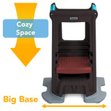 Simplay3 Toddler Tower Montessori Standing Kitchen Step Stool with Sturdy Stabilizing Base and Adjustable Platform, 20.5" D x 26" W x 34.5" H, Ages 18 Months to 5 Years, Espresso Brown Simplay3