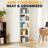 SpaceAid 5 Tier Rotating Bookshelf Tower, Spinning Bookcase Lazy Susan, Revolving 360 Book Shelf Storage Round Carousel, Vertical Rotate Turning Spiral Corner Organizer, White SpaceAid