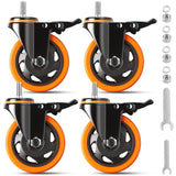 4 Inch Caster Wheels 2200Lbs, Threaded Stem Casters Set of 4 Heavy Duty, 1/2"-13 x 1 (Screw Diameter 1/2", Stem Length 1"), Safety Dual Locking Industrial Castors, Wheels for Cart, Furniture YUPEZOP