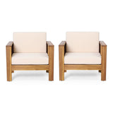 Christopher Knight Home Louver Club Chairs, Teak + Cream Christopher Knight Home
