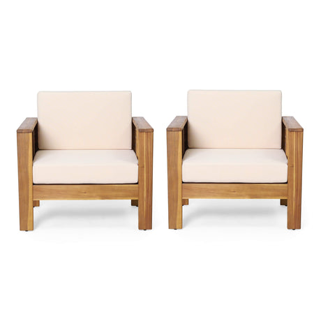 Christopher Knight Home Louver Club Chairs, Teak + Cream Christopher Knight Home