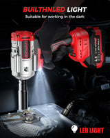 Cordless Impact Wrench, 1200Nm(900 Ft-lbs)1/2" Brushless Impact Gun, 2x4.0AH Batteries Electric Impact Motor Variable Speeds, 21V High Torque Power Impact Driver Ideal for Car, DIY, and Truck RV/Mower Eioehtl