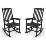 Cozyman Outdoor Rocking Chairs Set of 2, Acacia Wood Rocking Chairs, Patio Rocker Chair with Wide Seats, Black Cozyman