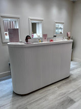M2 Retail Reception Desk, White Upgraded Reeded Front Counter for Beauty, Spa, Nail, Hair Salon, Lobby, 1800 * 600 * 1000mm (71 * 24 * 39'') M2 Retail