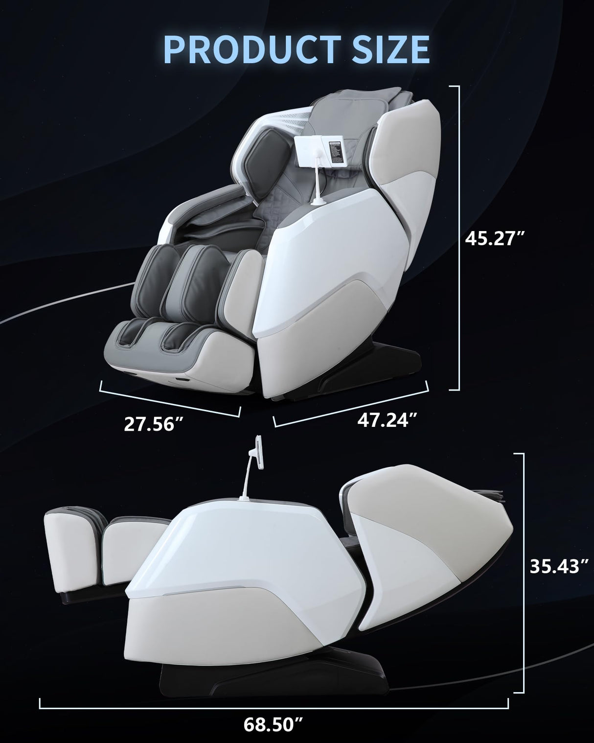 MeitFith 4D+2D Dual Mechanism Massage Chair Full Body, Zero Gravity Shiatsu SL Track Massage Chair with Heat, Calf Rollers, Bluetooth Speakers, AI Voice Control & Smart Body Scan, Grey MeitFith