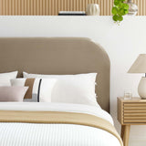 Modway Keynote Modern King Size Bed Frame with Curve Shaped Headboard in Taupe, Upholstered Performance Velvet King Platform Bed, Soft Cloud Bed Frame, No Box Spring Needed Modway