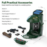 Relassy Bird Feeder with Camera, Waterproof Smart Bird Feeder with Camera Solar Powered for Outdoors, Rechargeable & Detachable 110° Bird Feeder Camera, Auto Capture Bird HD Videos & Photos, Green Relassy