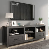 SAINTCY TV Stand for TVs up to 80", Large Television Stands with Drawers for Living Room, Farmhouse Entertainment Center with Storage and Shelves, TV Console Cabinet Furniture for Bedroom (Black) SAINTCY