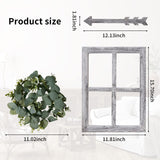 WAKOSAN Rustic Wood Window Frame with Green Wreath and Arrows Wall Decor，Farmhouse Window Frame Wall Decor, Wooden Fake Window Decoration,Window Pane Wall Decor,Set of 2 (White) WAKOSAN
