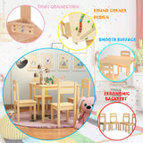 Costzon Kids Table and Chair Set, 5 Piece Wood Activity Table & Chairs for Children Arts, Crafts, Homework, Snack Time, Preschool Furniture, Gift for Boys Girls, Toddler Table and Chair Set (Natural) Costzon