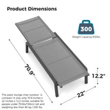 FHVIT Patio Chaise Lounge Set of 2 with 4 Adjustable Backrest, Foldable Aluminum Chaise Lounge Chair Recliner for Outdoor, Poolside, Sun Tanning Grey FHVIT