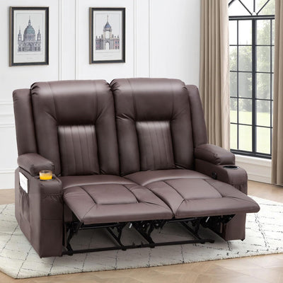 YODOLLA Loveseat Recliner with Cup Holders&Side Pockets, Home Theater Seating Manual RV Reclining Couch Sofa Double Recliner, Brown