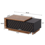 Tribesigns Extendable Coffee Table, 42"-65" Length Adjustable Reversible Wood Coffee Table with 2 Storage Drawers for Living Room, Large Long Rectangular Dual-Tone Center Table (Brown & Black) Tribesigns
