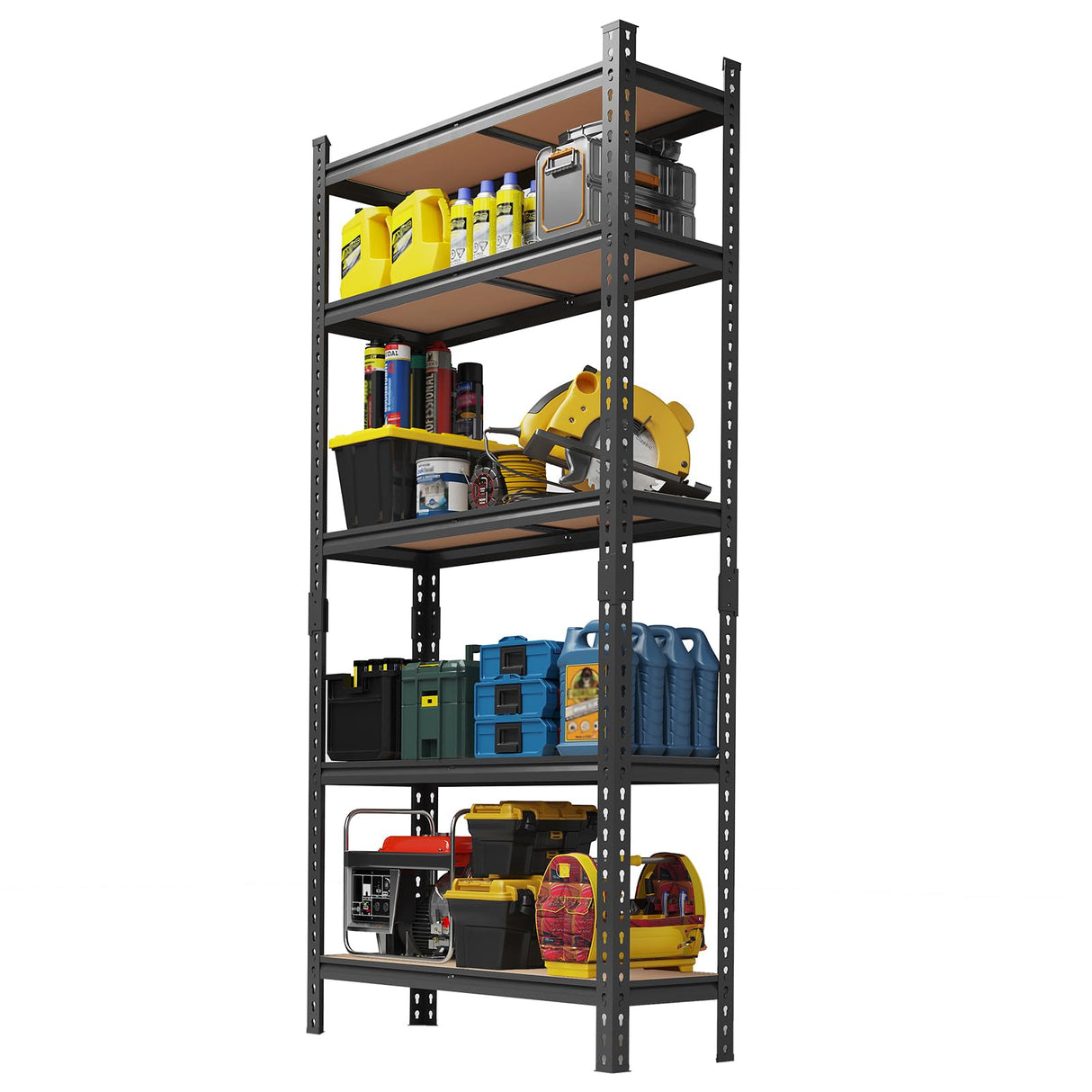 SLEKVERSA Storage Shelves 5 Tier Adjustable Garage Storage Shelving, Heavy Duty Metal Utility Rack Shelving Unit for Warehouse Pantry Closet Kitchen, 35.5" x 12" x 72", Black SLEKVERSA