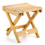 Lawei Bamboo Folding Step Stool - 12 Inch Bamboo Shower Bench Stool Spa Bath Seat Chairs for Shower, Leg Shaving and Foot Rest Lawei