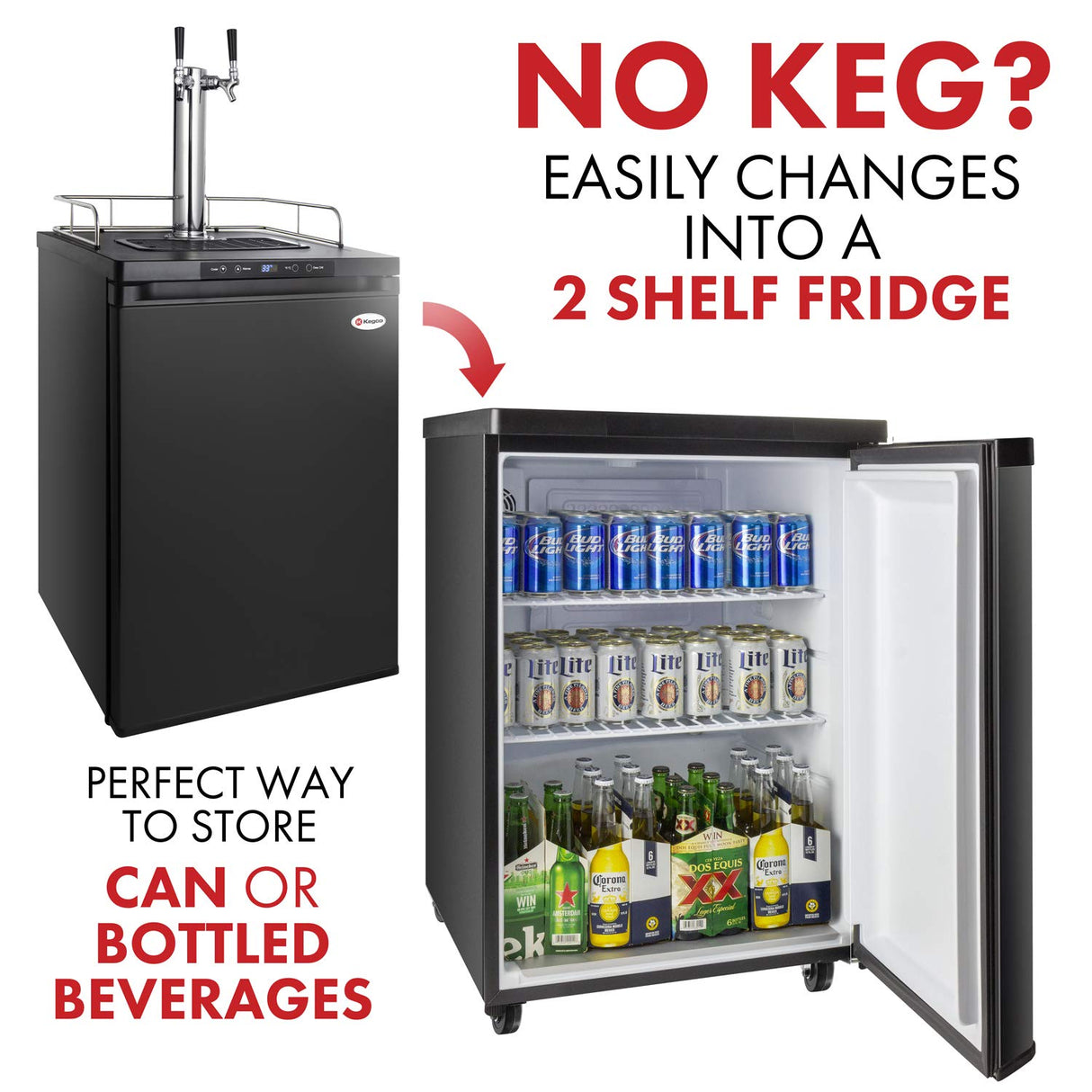 Kegco K309B-1 Kegerator Black, 2 Faucet Kegco