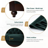 Merax Velvet Chesterfield Sofa, Retro Style Upholstered 3 Seater Leather Couch Rolled Arm for Living Room Bedroom Office, Dark Green Merax