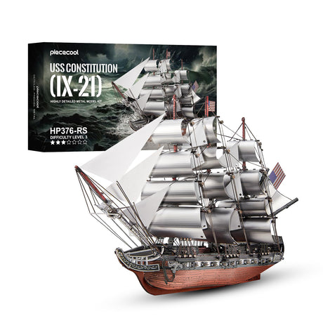 Piececool 3D Metal Puzzles, USS Constitution Sailing Boat Models for Adults Sailing Frigate Warship Sailboat Ship Model Building Kits Hobby Crafts for Adults Creative Gift Ideas Birthday Christmas Piececool